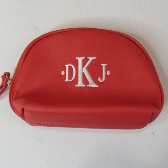 Women's Monogram Embroidered Leather Purse Tote Bag Set 4 Matching Pieces Orange - Picture 10 of 16